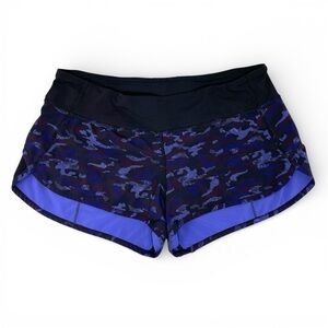 lululemon Speed Short Camo Emperor Blue Athletic Running Shorts Women’s size 8